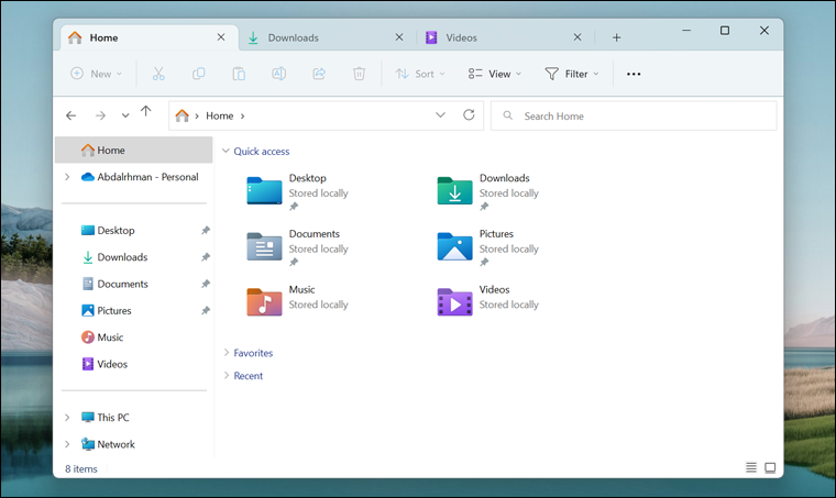ميزة التبويبات في الـ File Explorer